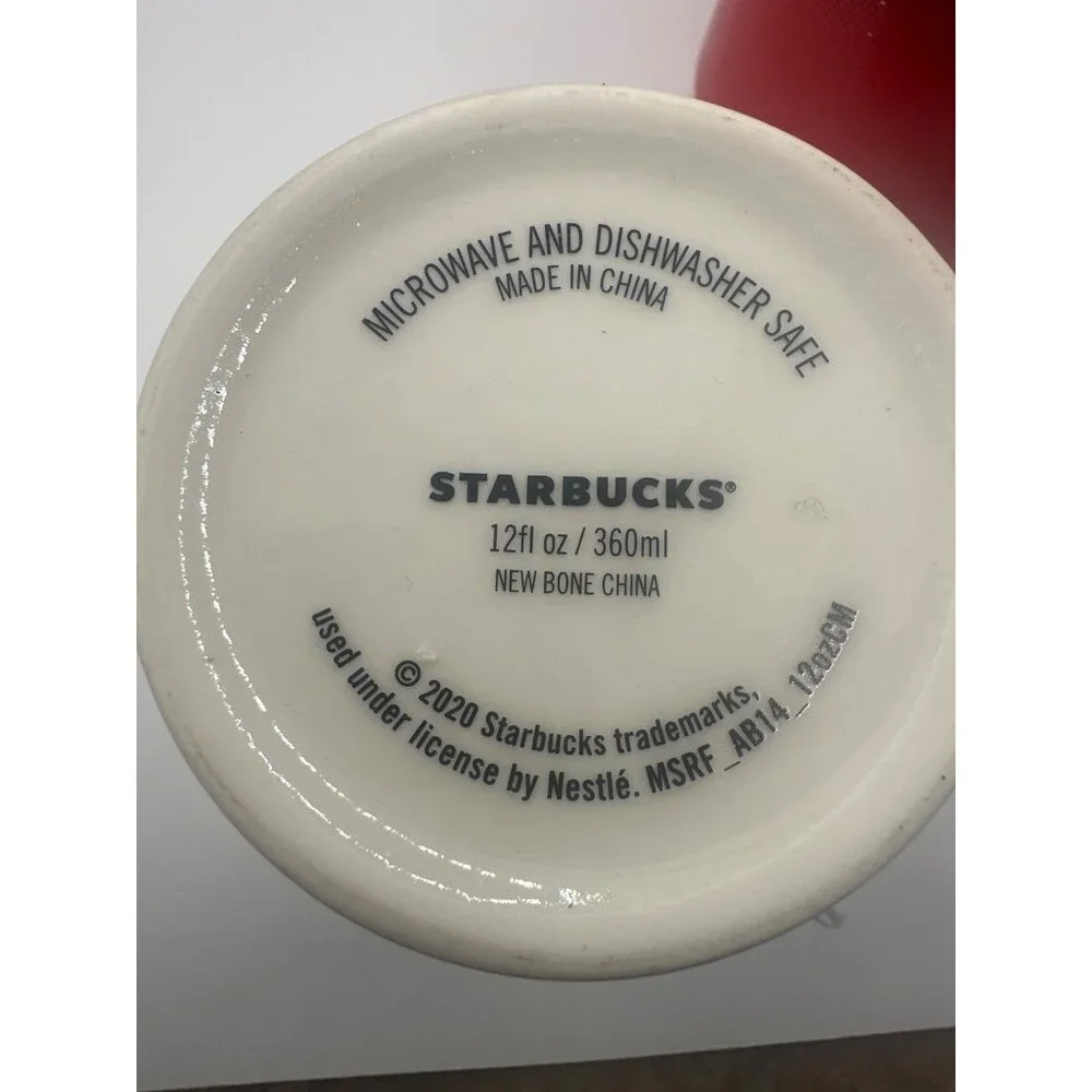 Starbucks Red Holiday Mug 16 Fl Oz & Festive 12 Fl Oz Bone China Mug Set Microwa